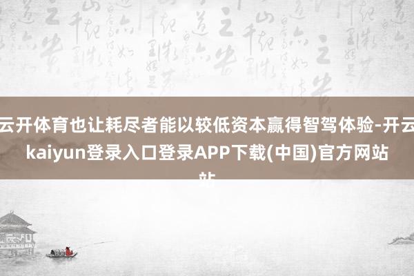 云开体育也让耗尽者能以较低资本赢得智驾体验-开云kaiyun登录入口登录APP下载(中国)官方网站