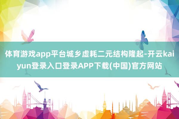 体育游戏app平台城乡虚耗二元结构隆起-开云kaiyun登录入口登录APP下载(中国)官方网站
