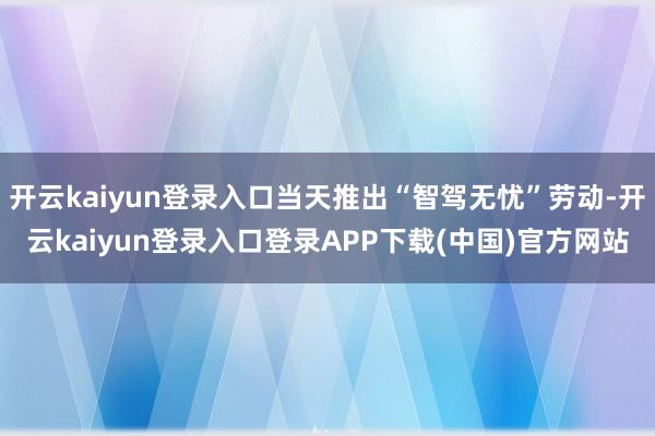 开云kaiyun登录入口当天推出“智驾无忧”劳动-开云kaiyun登录入口登录APP下载(中国)官方网站