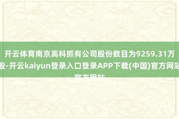 开云体育南京高科抓有公司股份数目为9259.31万股-开云kaiyun登录入口登录APP下载(中国)官方网站